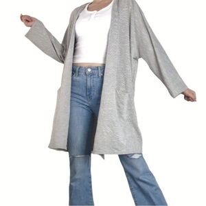 Donni. Sandwash Open Front Women’s Cardigan Ribbed Knit Grey Sweater OSFM